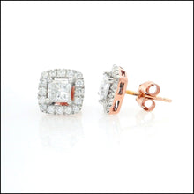 Load image into Gallery viewer, 14K White &amp; Rose Gold 1.41 ct. tw. Sustainable Diamond Stud Earrings
