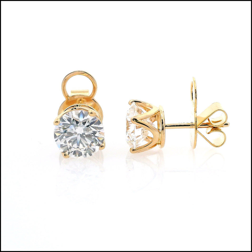 14K Yellow Gold 4.01 ct. tw. Sustainable Diamond Stud Earrings.