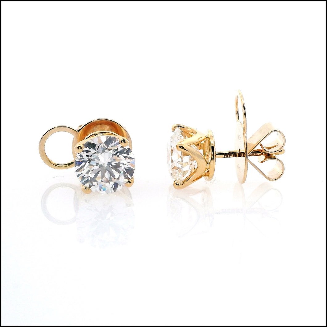14K Yellow Gold 3.15 ct. tw. Sustainable Diamond Stud Earrings.