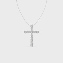 Load and play video in Gallery viewer, 14K White Gold 1 ct. tw. Sustainable Diamond Cross Pendant Necklace
