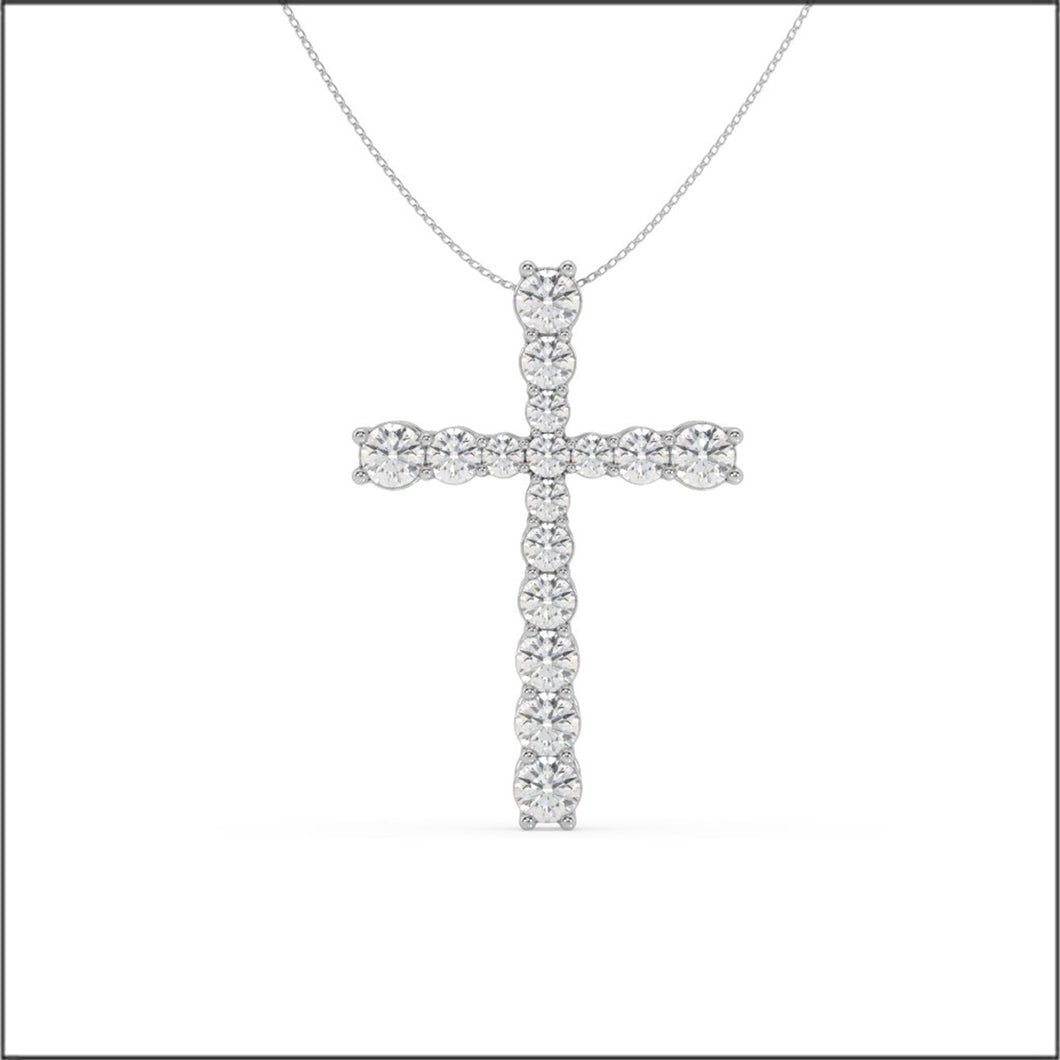 14K White Gold 1 ct. tw. Sustainable Diamond Cross Pendant Necklace